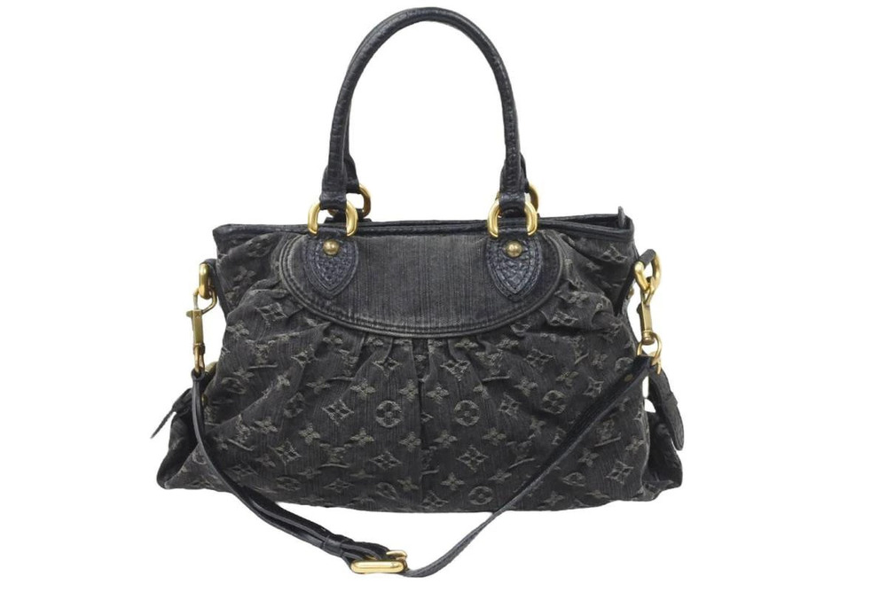 Louis Vuitton Monogram Denim Neo Cabby Handbag Shoulder Bag Black
